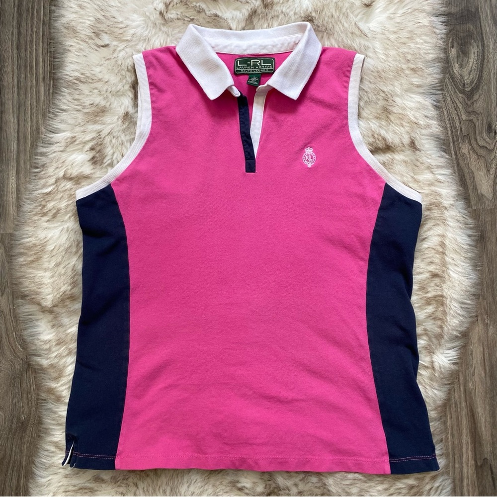 Y2K Lauren Ralph Lauren Pink & Blue Tennis Tank Top